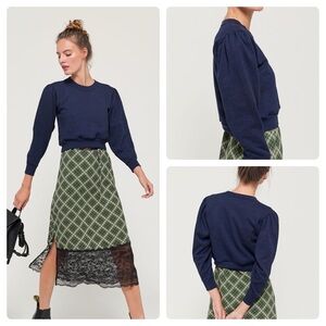 Urban Renewal Recycled Puff Sleeve Crew Neck Sweatshirt Navy M/L